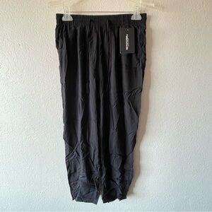 Pretty Little Thing, Womens NWT Black Petite Casual Ankle Sheer Trousers Size 12